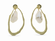 Gold Plated Silver Freshwater Cultured Pearl Earrings