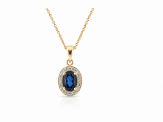 9ct Yellow Gold Diamond And Sapphire Pendant 0.11 Carats