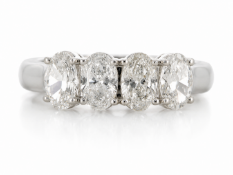 18ct White Gold Four Stone Oval Diamond Ring 1.50 Carats