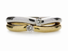 18ct Two Stone Rub Over Set Diamond Ring 0.15 Carats