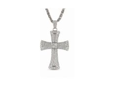 18ct White Gold Diamond Cross Pendant and Chain 5.12 Carats