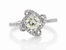18ct White Gold Halo Set Ring 0.96 Carats