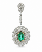 18ct White Gold Diamond And Emerald Drop Earrings (E2.61) 3.74 Carats
