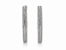 10ct White Gold Claw Set Semi Eternity Diamond Hoop Earring 0.50 Carats
