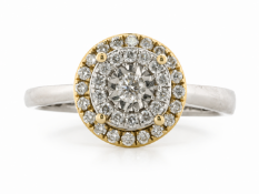 18ct White Gold Single Stone With Double Halo Setting Ring 0.34 Carats