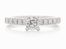 18ct White Gold Single Stone Prong Set With Stone Set Shoulders Diamond Ring (0.51) 0.91 Carats