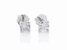 9ct White Gold Claw Set Diamond Earrings 0.42 Carats