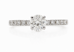 18ct Single Stone Claw Set With Stone Set Shoulders Diamond Ring (0.52) 0.69 Carats