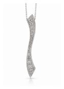 9ct White Gold Fancy Cluster S Shape  Diamond Pendant 0.11 Carats