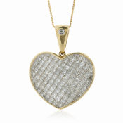 14ct Gold Princess Cut Cluster Diamond Pendant 2.63 Carats