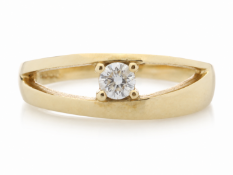 9ct Yellow Gold Claw Set Diamond Ring 0.18 Carats
