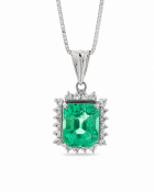 Platinum Diamond And Emerald Pendant (E1.80) 0.24 Carats