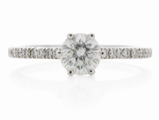 18ct White Gold Solitaire Diamond ring  With Stone Set Shoulders (0.71) 0.90 Carats