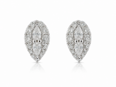 9ct White Gold Pear Shaped Cluster Diamond Stud Earring 0.40 Carats