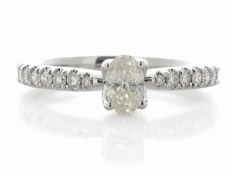 18ct White Gold Oval Cut Diamond Ring (0.60) 0.70 Carats