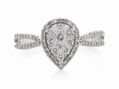 9ct White Gold Pear Shaped Cluster Diamond Ring 0.50 Carats