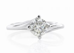 18ct White Gold Single Stone Fancy Claw Set Diamond Ring 0.71 Carats