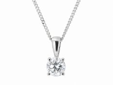9ct White Gold Single Stone Wire Set Diamond Pendant 0.40 Carats