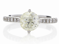 18ct White Gold Solitaire Diamond Ring With Stone Set Shoulders (1.15) 1.30 Carats
