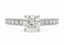 18ct White Gold Single Stone Diamond Ring With Stone Set Shoulders (1.02) 1.32 Carats