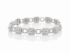 14ct White Gold Full Eternity Diamond Bracelet 3.80 Carats