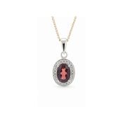 9ct Yellow Gold Diamond And Garnet Pendant (G0.75) 0.11 Carats