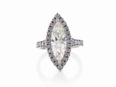 18ct White Gold Marquise Halo with shoulders Diamond Ring 3.01 Carats