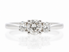 18ct White Gold Three Stone Claw Set Diamond Ring 0.73 Carats
