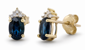 9ct Yellow Gold Diamond And Sapphire Earring (S1.14) 0.02 Carats