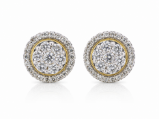 14ct Gold Round Cluster Claw Set Diamond Earring 0.50 Carats