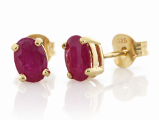 9ct Yellow Gold Ruby Earring (R1.12)
