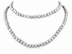 64 Inch Baroque Shaped Grey 5.0 - 6.0mm Pearl Necklace