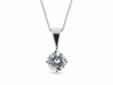 18ct White Gold Single Stone Prong Set Diamond Pendant 0.70 Carats