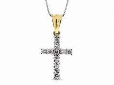 18ct White Gold Diamond Cross Pendant 0.50 Carats