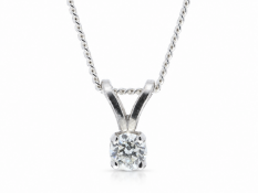 9ct White Gold Single Stone Four Claw Set Diamond Pendant 0.40 Carats