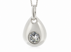 Sterling Silver April Birthstone 4mm Clear Crystal Pendant
