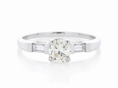 18ct White Gold Baguette Shoulder Set Diamond Ring  0.67 Carats