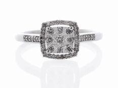 9ct White Gold Fancy Cluster Diamond Ring 0.25 Carats