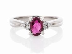 Platinum Ladies Dress Diamond And Ruby Ring (R0.84) 0.08 Carats