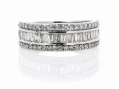 14ct White Gold Semi Eternity Fancy Diamond Ring 1.00 Carats