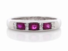 Platinum Semi Eternity Diamond And Ruby Ring (R0.70) 0.12 Carats