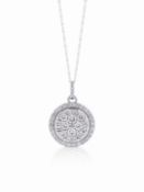 9ct White Gold Round Cluster Claw Set Diamond Pendant And Chain 1.00 Carats