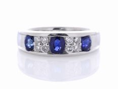 Platinum Semi Eternity Diamond And Sapphire Ring (S0.93) 0.24 Carats
