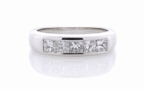 Platinum Channel Set Semi Eternity Diamond Ring 1.00 Carats