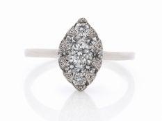 18ct White Gold Marquise Cluster Claw Set Diamond Ring 0.50 Carats