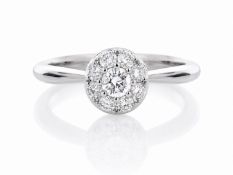 Platinum Round Cluster Claw Set Diamond Ring 0.50 Carats