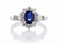 Platinum Ladies Dress Diamond And Sapphire Ring (S0.90) 0.60 Carats