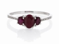 14ct White Gold Diamond And Ruby Ring (R0.98) 0.18 Carats