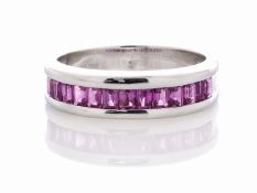 Platinum Semi Eternity Pink Sapphire Ring 1.10 Carats