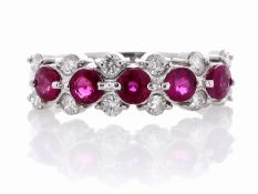 Platinum Semi Eternity Diamond And Ruby Ring (R1.16) 0.43 Carats